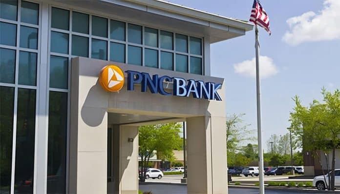 Exterior view of a PNC Bank branch, representing financial controversies and legal issues tied to the PNC Retirement Account Cash Sweep Lawsuit.