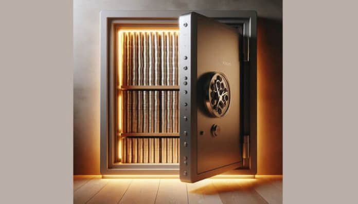 Fire-resistant home safe used to store precious metals at home safely with proper security and protection.