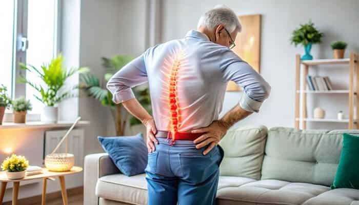 Man experiencing lower back and leg nerve pain, illustrating the need for physical therapy for sciatica caused by disc and spinal issues