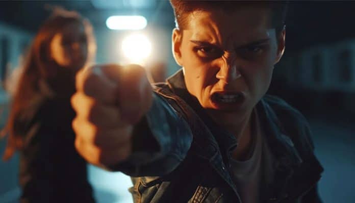 Facing assault charges scenario showing an aggressive confrontation that may lead to criminal accusations and legal consequences.