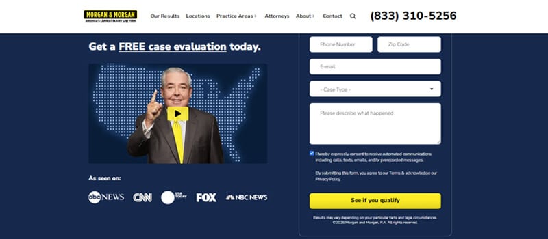 Morgan Morgan Lawyers - Mylegalopinion - My Legal Opinion Top 20 Personal Injury Lawyers in the US for Serious Injury Claims – Morgan & Morgan offering free case evaluation for serious injury cases.