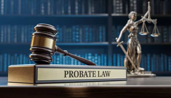 Probate law concept showing gavel and legal books representing the Pennsylvania probate process and estate administration.