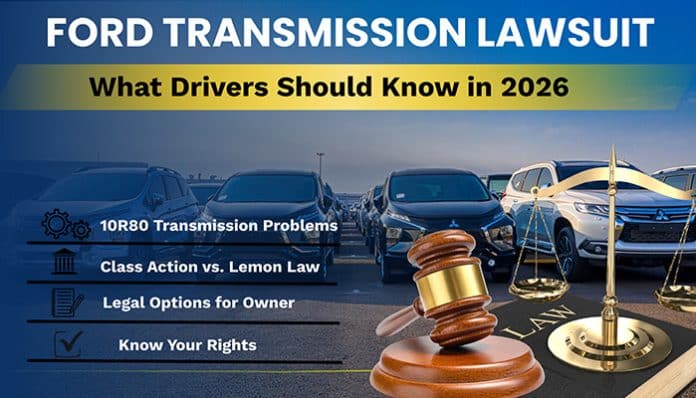 Ford Transmission Lawsuit: Key information for drivers in 2026. Learn about 10R80 transmission problems, class action vs. lemon law, legal options for owners, and how to know your rights.