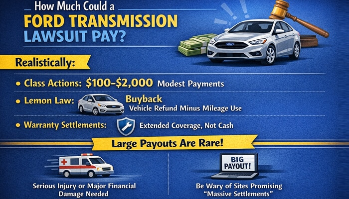 How Much Could a Ford Transmission Lawsuit Pay - My Legal Opinion - My Legal Opinion How much could a Ford Transmission Lawsuit pay? Class actions offer modest payments of 0-