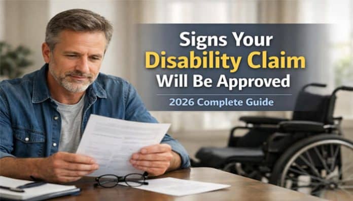 Signs Your Disability Claim Will Be Approved: A man reading documents related to his disability claim approval in 2026.