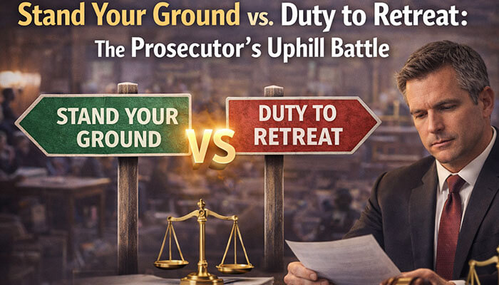 Stand Your Ground vs Duty to Retreat The Prosecuto Uphill Battle - My Legal Opinion - My Legal Opinion Stand Your Ground vs. Duty to Retreat: Arizona Self-Defense Laws and the prosecutor's uphill battle.