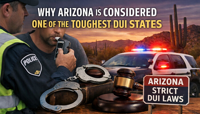 Why Arizona Is Considered One of the Toughest DUI States - mylegalopinion - My Legal Opinion What Is the Legal Limit for Alcohol in Arizona: Police officer conducting a DUI test with breathalyzer, handcuffs, and gavel, showcasing Arizona's strict DUI laws and the legal alcohol limit.