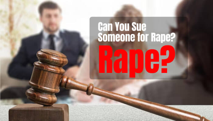 Can I sue for sexual assault?- Mylegalopnion - My Legal Opinion Can I sue for sexual assault? A legal image featuring a judge’s gavel, with the question 'Can You Sue Someone for Rape?' in bold red letters, set against a background of a legal setting and individuals discussing in the background.