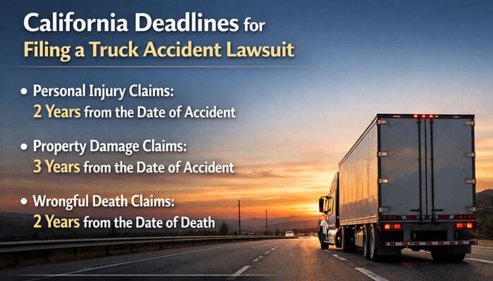 California Deadlines for Filing a Truck Accident Lawsuit - My Legal Opiinion - My Legal Opinion California deadlines for filing a truck accident lawsuit, outlining time limits for personal injury, property damage, and wrongful death claims.