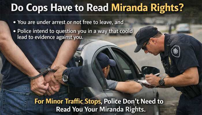 Do Cops Have to Read Miranda Rights - My Legal Opinion - My Legal Opinion Do Cops Have to Read Miranda Rights Script? – Police officer explaining Miranda rights to a driver during a traffic stop, emphasizing when they are required and when they are not.