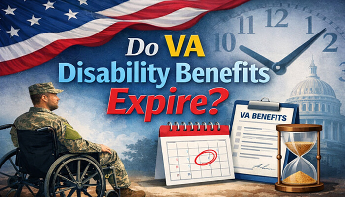 Do VA Disability Benefits Expire - my legal opinion - My Legal Opinion How Long Do VA Disability Benefits Last: A veteran in a wheelchair looks at a calendar, with a clock and hourglass symbolizing the duration of VA disability benefits.
