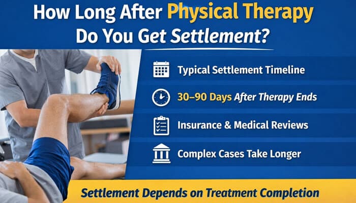 How Long After Physical Therapy Do You Get Settlement showing typical timeline after treatment ends and insurance review process