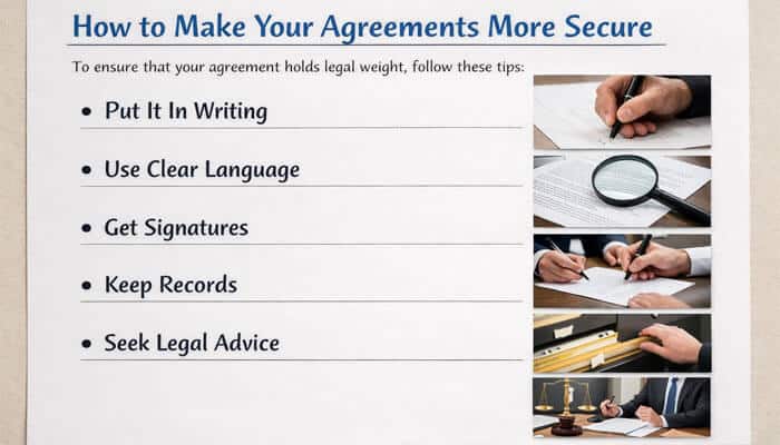How to Make Your Agreements More Secure - My Legal Opinion - My Legal Opinion How to Make Your Agreements More Secure – Tips for ensuring handshake agreements and verbal contracts hold legal weight, including steps like putting it in writing, using clear language, getting signatures, and seeking legal advice.