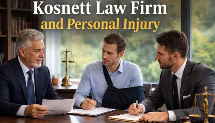 Kosnett Law Firm and Personal Injury - My Legal Opinion - My Legal Opinion Kosnett Law Firm attorney consulting a client with a personal injury case, highlighting the firm’s dedication to providing expert legal representation in injury claims.