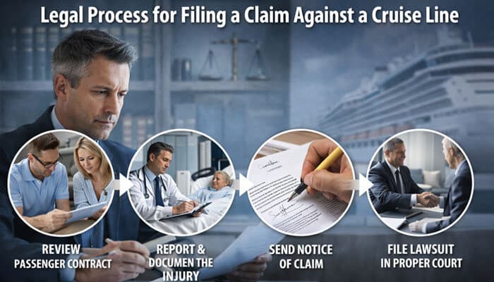 Legal Process for Filing a Claim Against a Cruise Line - My Legal Opinion - My Legal Opinion Cruise Ship Lawyer Los Angeles legal process for filing a claim including contract review, documentation, and lawsuit steps