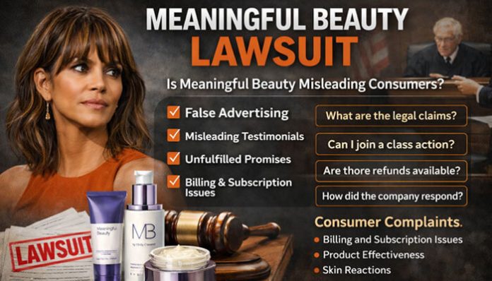 Meaningful Beauty Lawsuit: Halle Berry endorses the brand, facing consumer complaints over false advertising, misleading testimonials, and billing issues.