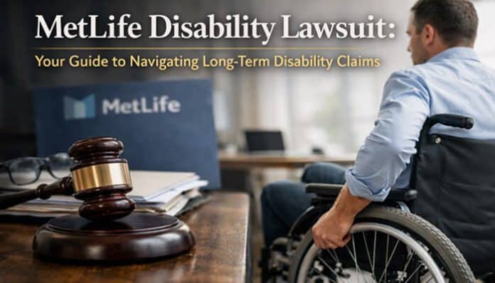 MetLife Disability Lawsuit: Your Guide to Navigating Long-Term Disability Claims with gavel and wheelchair.