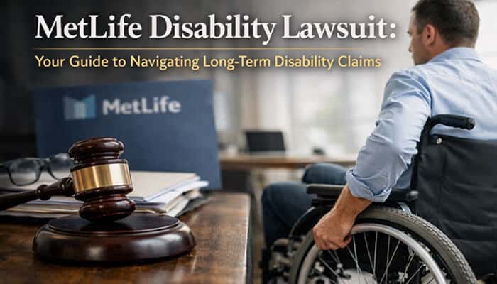 MetLife Disability Lawsuit: Your Guide to Navigating Long-Term Disability Claims with gavel and wheelchair.