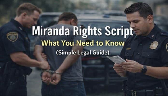 Miranda Rights Script: What You Need to Know (Simple Legal Guide) – A police officer reading the Miranda rights to an individual during an arrest.
