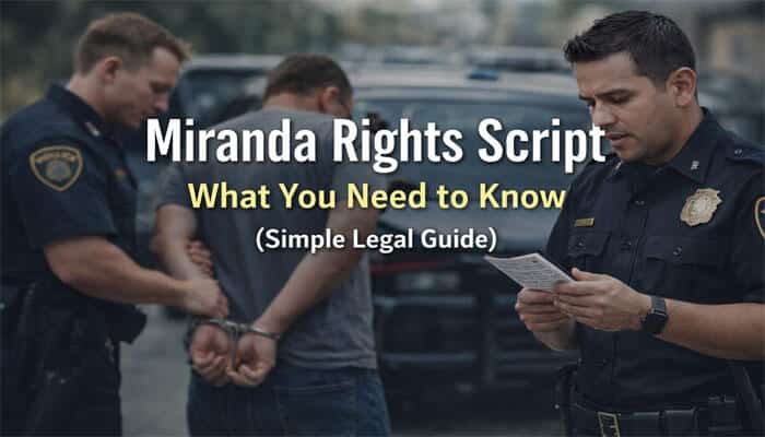 Miranda Rights Script: What You Need to Know (Simple Legal Guide) – A police officer reading the Miranda rights to an individual during an arrest.