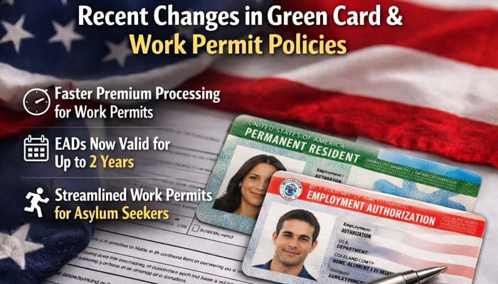 Recent Changes in Green Card and Work Permit Policies - My Legal Opinion - My Legal Opinion Green Card vs Work Permit: Recent changes to Green Card and Work Permit policies include faster processing for work permits, longer validity for Employment Authorization Documents (EADs), and streamlined work permits for asylum seekers.