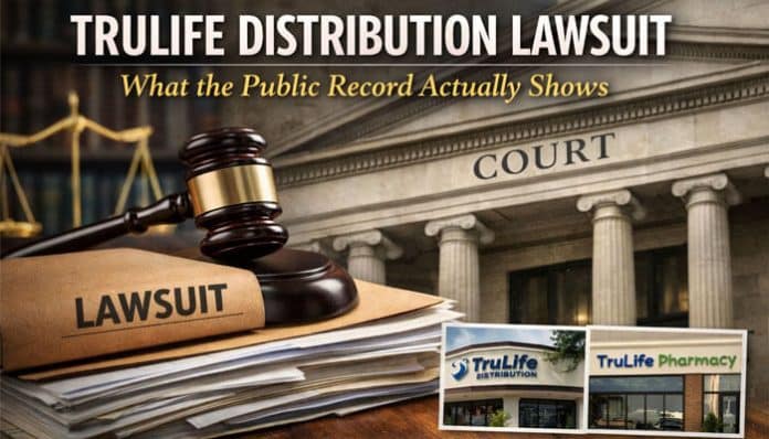 Trulife Distribution Lawsuit featured image showing a business dispute, court paperwork, and legal review theme tied to the public record, federal stay order, and mediation-related case activity