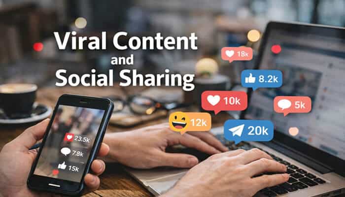 Viral Content and Social Sharing - My Legal Opinion - My Legal Opinion Concept image of social sharing and engagement with a phone and laptop, optimized for the topic Is It Illegal to Eat Oranges in the Bathtub? illustrating legal curiosity in lifestyle questions.