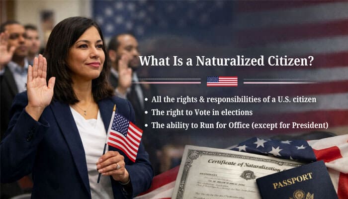 What Is a Naturalized Citizen - My Legal Opinion - My Legal Opinion What Is a Naturalized Citizen - A person taking the Oath of Allegiance during a naturalization ceremony, gaining the rights to vote, run for office (except President), and enjoy all the responsibilities of U.S. citizenship.