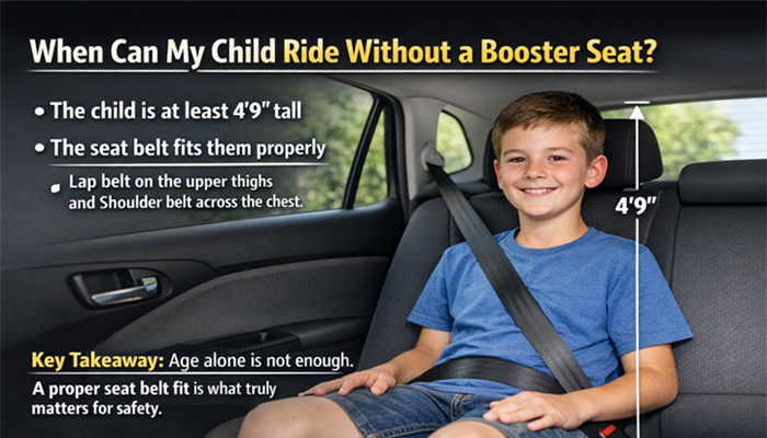 When Can My Child Ride Without a Booster Seat - My Legal Opinion - My Legal Opinion When Can My Child Ride Without a Booster Seat? – WV Car Seat Laws for proper seat belt fit, ensuring child safety when they reach 4'9 tall.