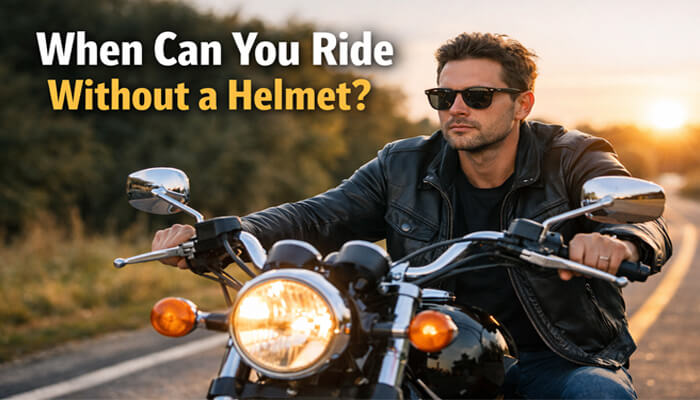 When Can You Ride Without a Helmet - My Legal Opinion - My Legal Opinion Texas Helmet Law: Rider on a motorcycle without a helmet, showcasing when it's legal to ride without one.