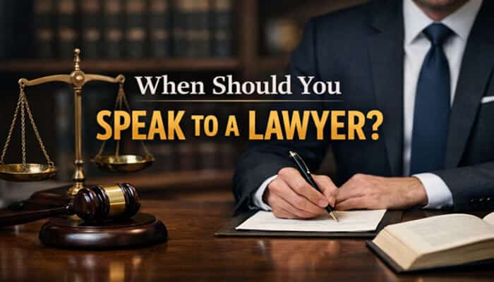 When Should You Speak to a Lawyer - My Legal Opinion - My Legal Opinion When Should You Speak to a Lawyer? Legal professional writing on document with gavel and scales of justice.