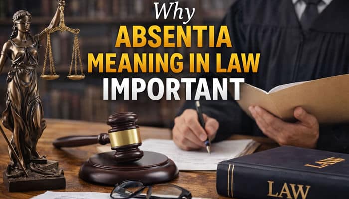 Why Absentia meaning in law Important - My Legal Opinion - My Legal Opinion Why Absentia Meaning in Law is important shown with judge, legal documents, and courtroom elements