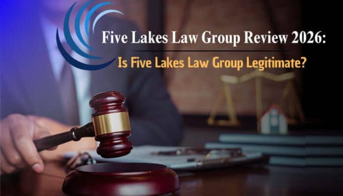 Five Lakes Law Group Review 2026: A detailed analysis of Five Lakes Law Group's legitimacy, services, and reputation in 2026. This image features a gavel and legal office setting, symbolizing trust and authority in legal matters, perfect for understanding the firm's standing.