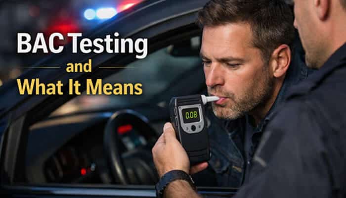 BAC Testing and What It Means - My Legal Opinion - My Legal Opinion What Is an OWI Charge? context image showing BAC testing during a traffic stop and illustrating how blood alcohol content testing is used to determine Operating While Intoxicated offenses and legal impairment."