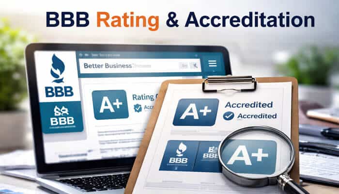 BB Rating Accreditation - My Legal Opinion - My Legal Opinion Is MyIDCare legit: A detailed look at the Better Business Bureau (BBB) A+ rating and accreditation for MyIDCare, reinforcing the credibility and trustworthiness of the service for potential customers.