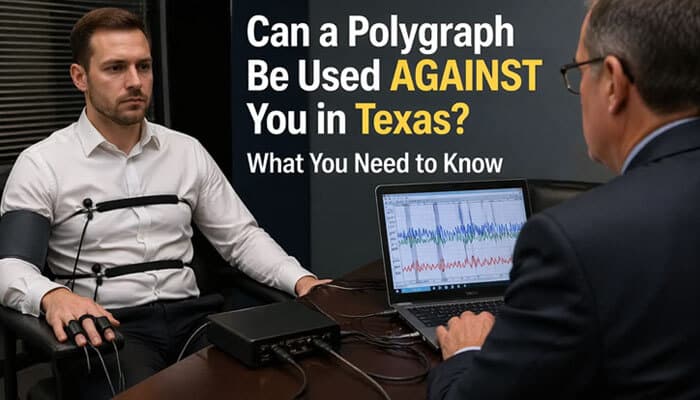 Can a Polygraph Be Used AGAINST You in Texas? What You Need to Know - My Legal Opinion - My Legal Opinion Man undergoing a polygraph examination with a lie detector and monitoring equipment, highlighting the legal inquiry Are Polygraphs Admissible in Court in Texas and how polygraph results could impact criminal proceedings.