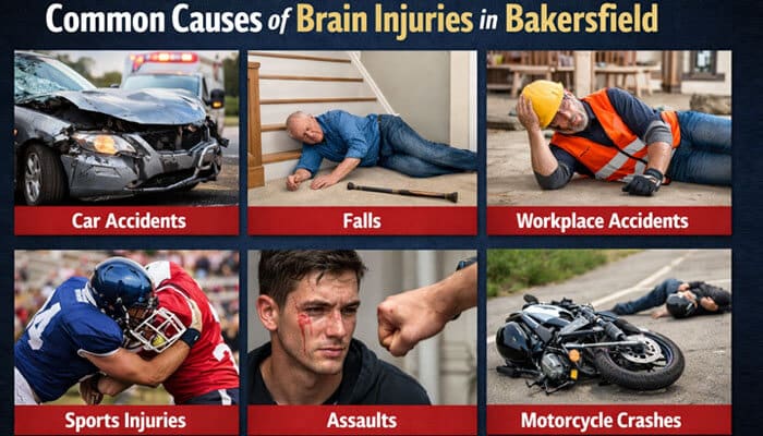 Common Causes of Brain Injuries in Bakersfield - My Legal Opinion - My Legal Opinion Common causes of brain injuries in Bakersfield, including car accidents, falls, workplace accidents, sports injuries, assaults, and motorcycle crashes.