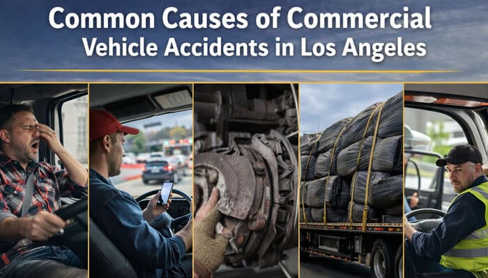 Common Causes of Commercial Vehicle Accidents in Los Angeles - My Legal Opinion - My Legal Opinion Common causes of commercial vehicle accidents in Los Angeles including driver fatigue, distraction, vehicle defects, cargo issues, and unsafe driving practices.