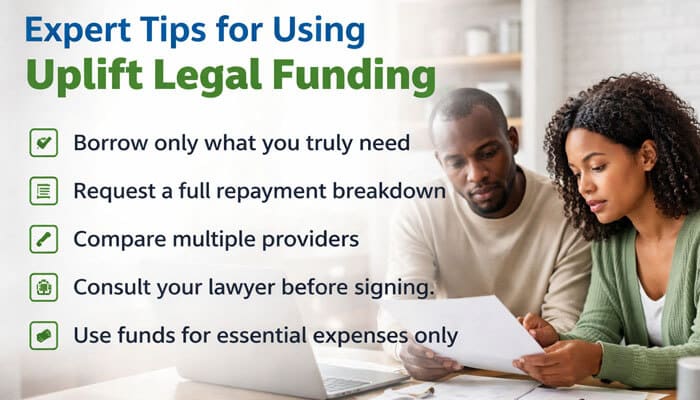 Expert Tips for Using Uplift Legal Funding - My Legal Opinion - My Legal Opinion Expert tips for using Uplift Legal Funding image showing borrowers reviewing documents and smart legal funding advice for settlement support