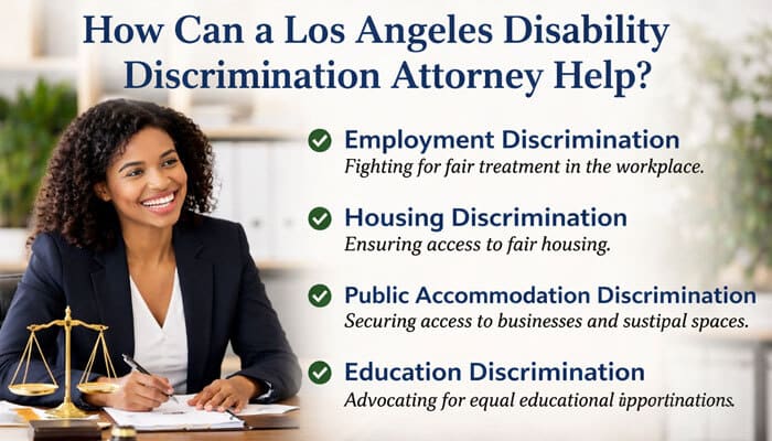 How Can a Los Angeles Disability Discrimination Attorney Help - My Legal Opinion - My Legal Opinion How a Los Angeles Disability Discrimination Attorney can help you navigate employment, housing, public accommodation, and education discrimination.