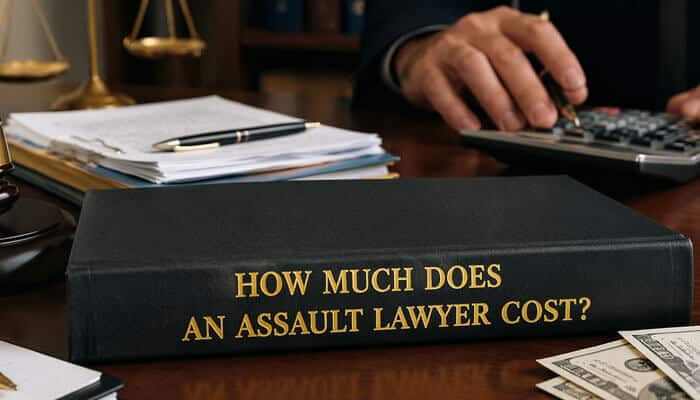 How Much Does an Assault Lawyer Cost in 2026 - My Legal Opinion - My Legal Opinion Assault Lawyer cost estimate document with legal paperwork and financial planning concept