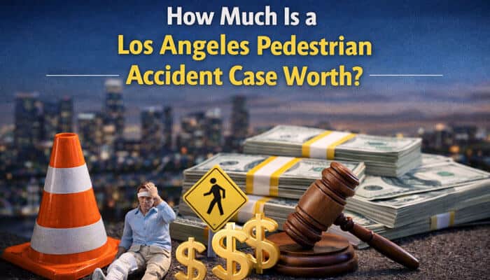 How Much Is a Los Angeles Pedestrian Accident Case Worth - My legal Opinion - My Legal Opinion How much a Los Angeles pedestrian accident case is worth, with visuals of money and a gavel, helping victims understand potential compensation for injuries.