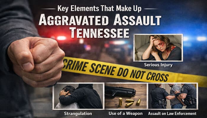 Key Elements That Make Up Aggravated Assault Tennessee - My Legal Opinion - My Legal Opinion Key elements of Aggravated Assault Tennessee: serious injury, weapon use, strangulation, and assault on law enforcement.