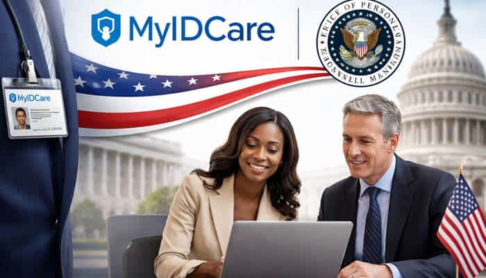 MyIDCare the U - My Legal Opinion - My Legal Opinion Is MyIDCare legit: professionals discussing MyIDCare identity protection services with U.S. Capitol and Office of Personnel Management emblem in the background, illustrating government ties and legitimacy of MyIDCare’s identity security services.