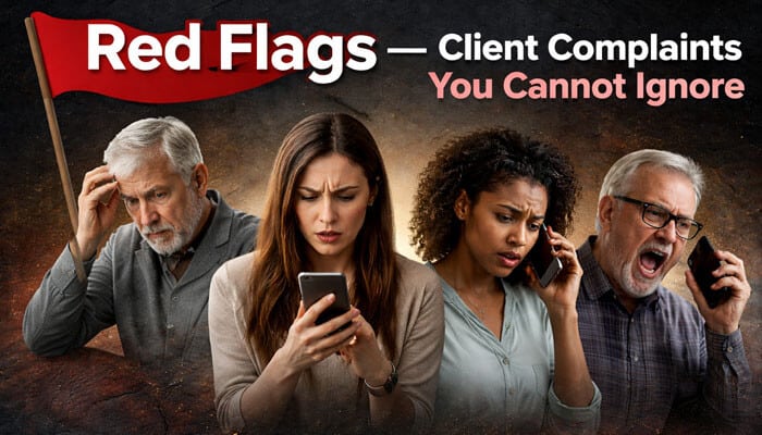 Red Flags Client Complaints You Cannot Ignore - My Legal Opinion - My Legal Opinion Image showing clients expressing frustration with their phones, signaling Red Flags about the legitimacy of Is Watts Guerra Law Firm Legitimate. This highlights the client complaints that cannot be ignored, explored in the review of the law firm’s reputation and trustworthiness.