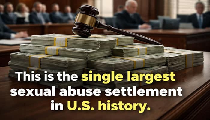 This is the single largest sexual abuse settlement in U.S. history. - My Legal Opinion - My Legal Opinion Stacks of money and a judge’s gavel in a courtroom scene representing the Slater Slater Schulman Lawsuit and historic sexual abuse settlement context.