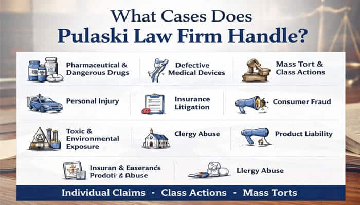 What Cases Does Pulaski Law Firm Handle? - My Legal Opinion - My Legal Opinion Is Pulaski Law Firm Legitimate? An overview of the various cases handled by Pulaski Law Firm, including pharmaceutical drugs, personal injury, mass torts, and consumer fraud, providing insight into their legal expertise and credibility in handling complex legal matters.