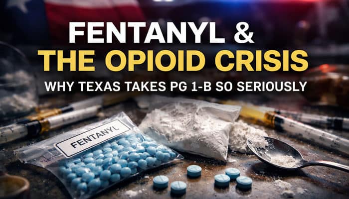 What Should You Do If You Are Charged With POSS CS PG 1 1-B 1G - My Legal opinion - My Legal Opinion Visual representation of the opioid crisis, including fentanyl pills and drug paraphernalia, highlighting the significance of Possession of Controlled Substance (POSS CS) PG 1/1-B 1G charges in Texas due to the fentanyl epidemic and its severe legal implications.