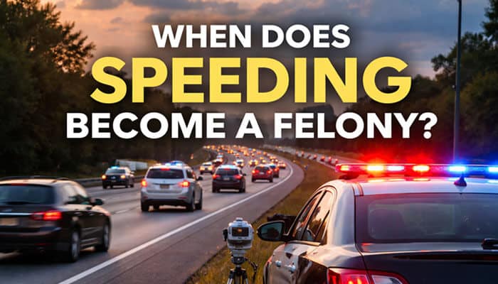 When Does Speeding Become a Felony? - My Legal Opinion - My Legal Opinion Police car with flashing lights on a highway using radar to detect speeding cars, highlighting the moment when speeding becomes a felony, illustrating the seriousness of What Is Felony Speeding.