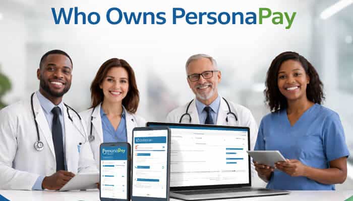 Who Owns PersonaPay - My Legal Opinion - My Legal Opinion Is PersonaPay Legit – Professional healthcare providers in clinic setting reviewing secure online payments on laptops and mobile devices, illustrating trust and legitimacy of PersonaPay payment platform ownership and capabilities.